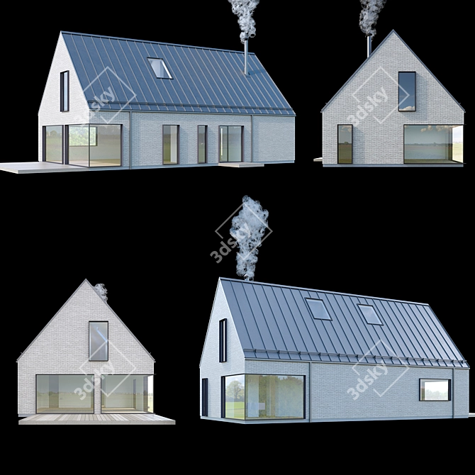 2014 Modern House Model Kit 3D model image 9