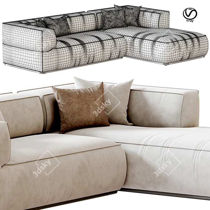 Elegant PERRY Sofa Flexform 3D model image 6