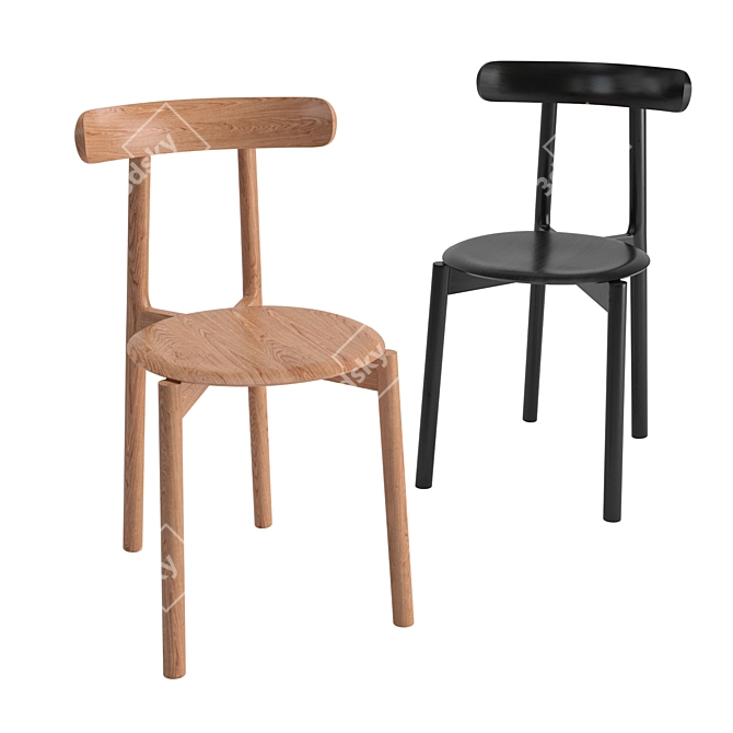 Unique Slim Chair with Flap-Ears 3D model image 1