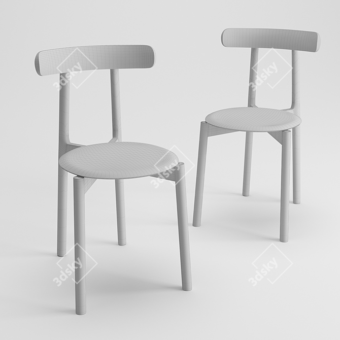 Unique Slim Chair with Flap-Ears 3D model image 4