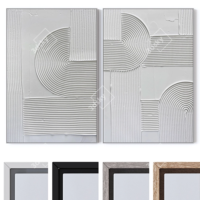 Wall Paintings Set Mosaic Frames 3D model image 1