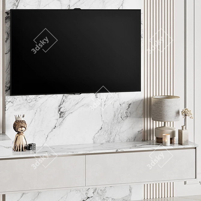 High-Quality TV Wall Model 3D model image 2