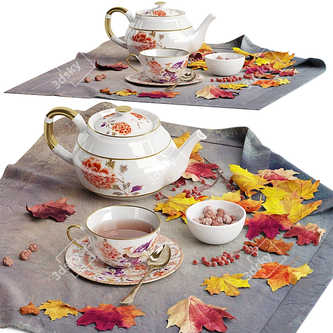 Autumn Tea Set | Decorative Paradise 3D model image 1