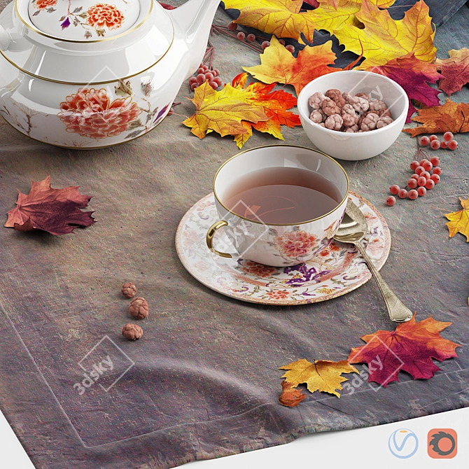 Autumn Tea Set | Decorative Paradise 3D model image 2