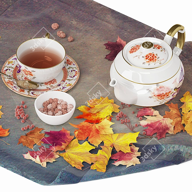 Autumn Tea Set | Decorative Paradise 3D model image 4