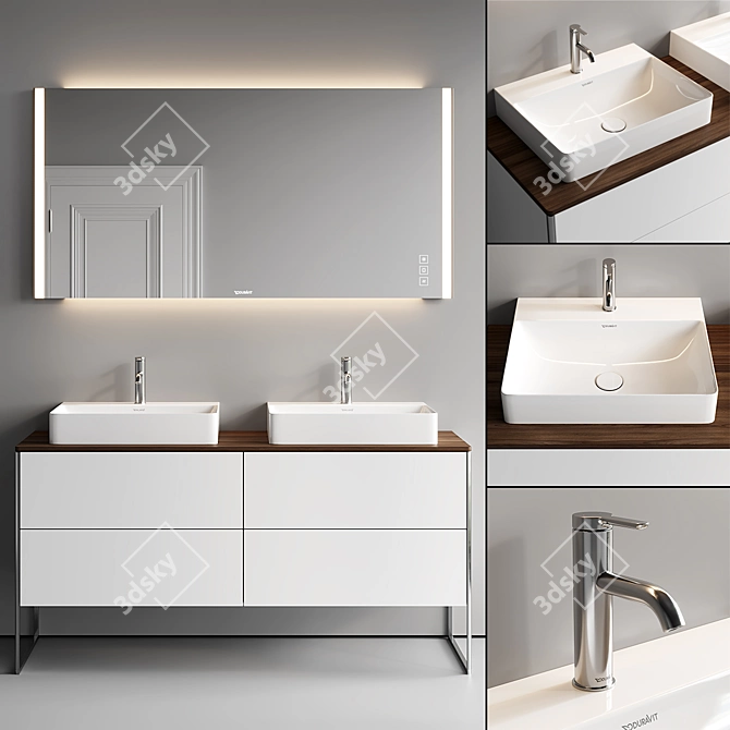 XSquare Double Vanity Set 3D model image 1