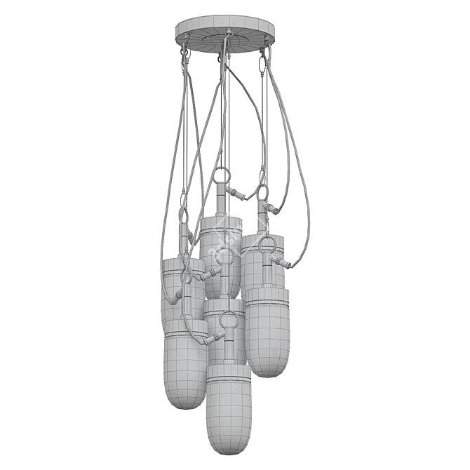 Industrial Galvanized Clear Glass Pendant 3D model image 2