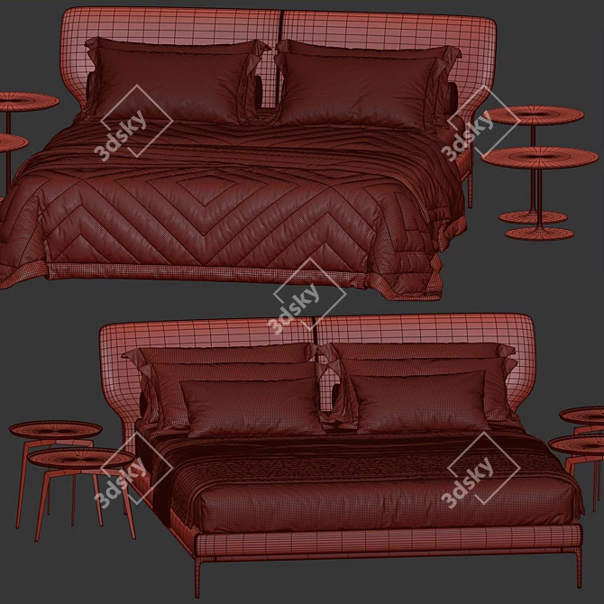 Modern Maya Bed Model Unwrapped 3D model image 6