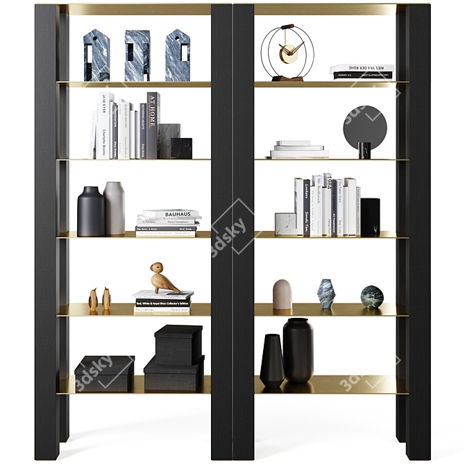 Elegance Ensemble: Marble Shelf Decor 3D model image 1