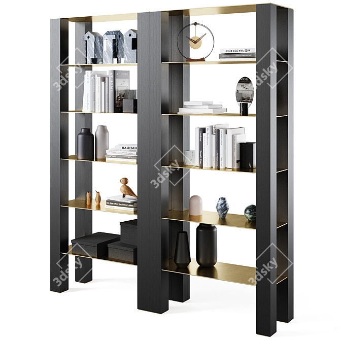 Elegance Ensemble: Marble Shelf Decor 3D model image 2