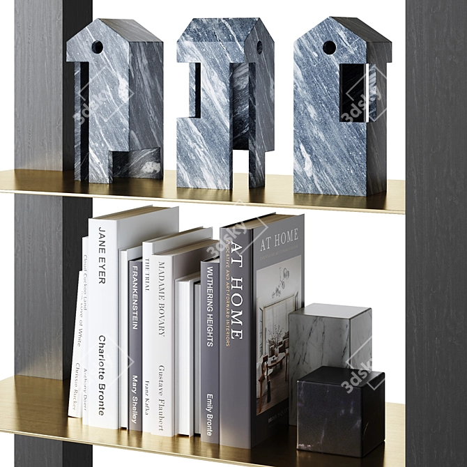 Elegance Ensemble: Marble Shelf Decor 3D model image 3