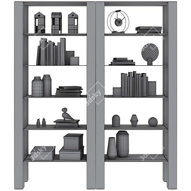 Elegance Ensemble: Marble Shelf Decor 3D model image 6