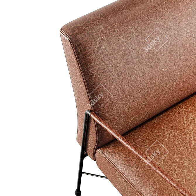 Vintage Brown Leather Arm Chair 3D model image 2