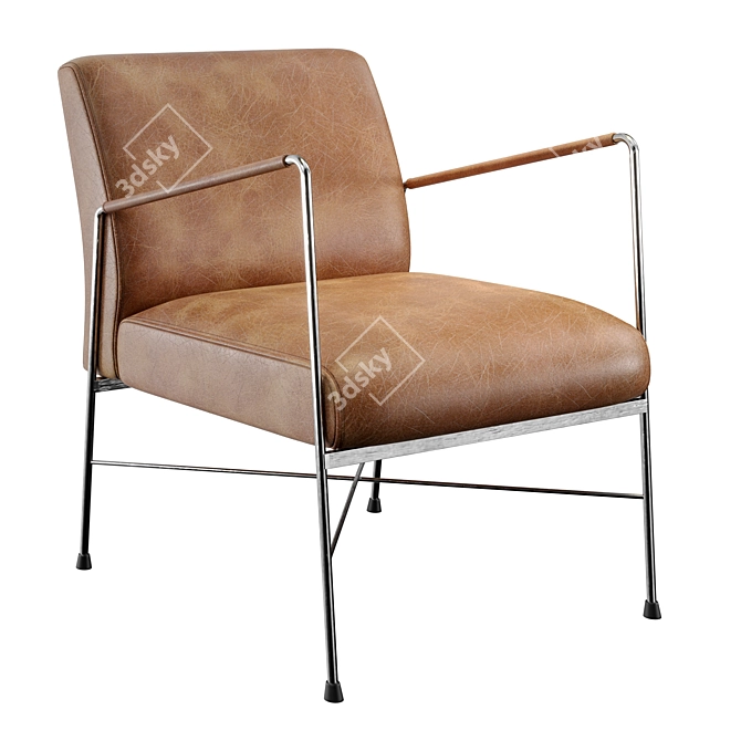 Vintage Brown Leather Arm Chair 3D model image 5