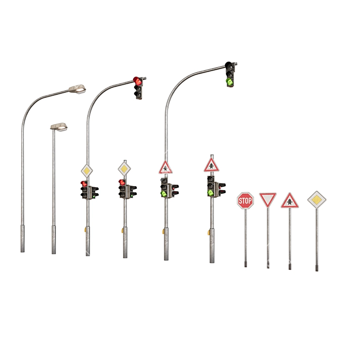 Modular Traffic Light Set 3D model image 1