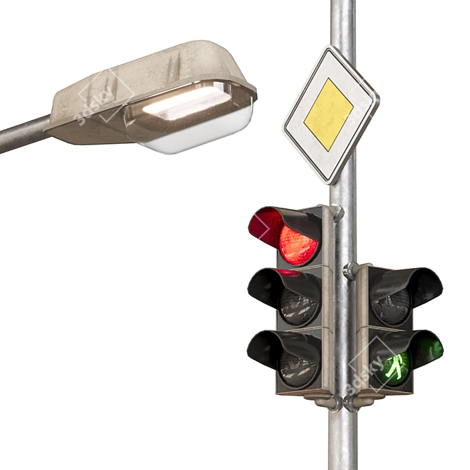 Modular Traffic Light Set 3D model image 4