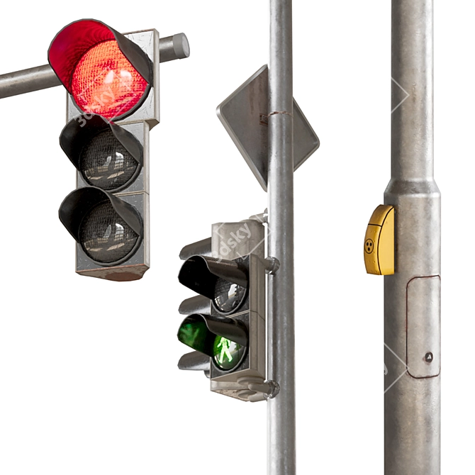 Modular Traffic Light Set 3D model image 6