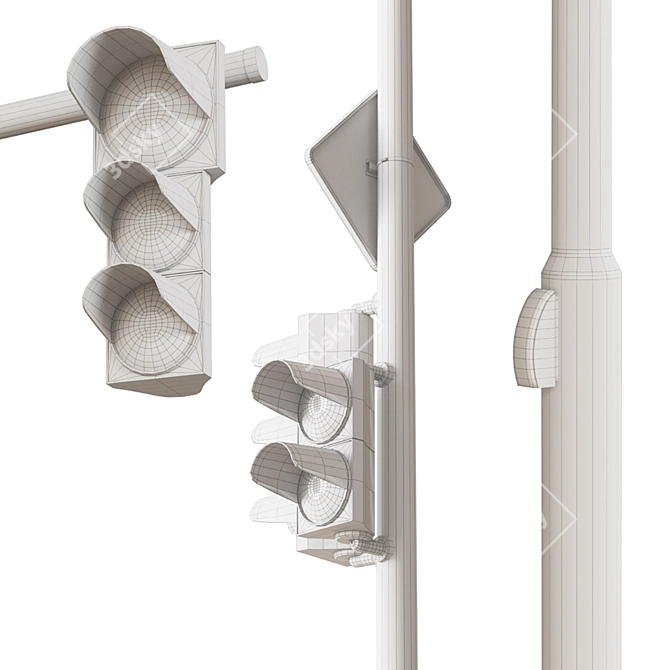 Modular Traffic Light Set 3D model image 7