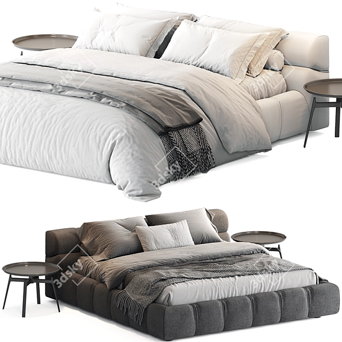 Modern Elegance Set: Tufty Bed 3D model image 1