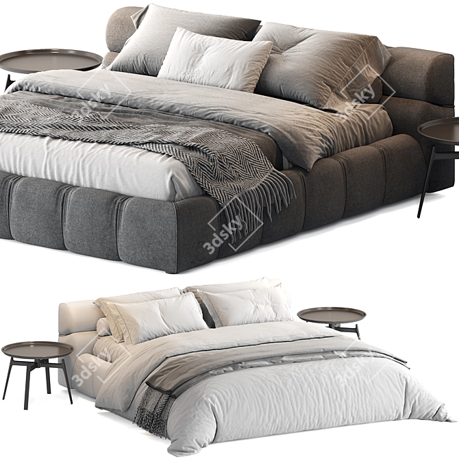 Modern Elegance Set: Tufty Bed 3D model image 2