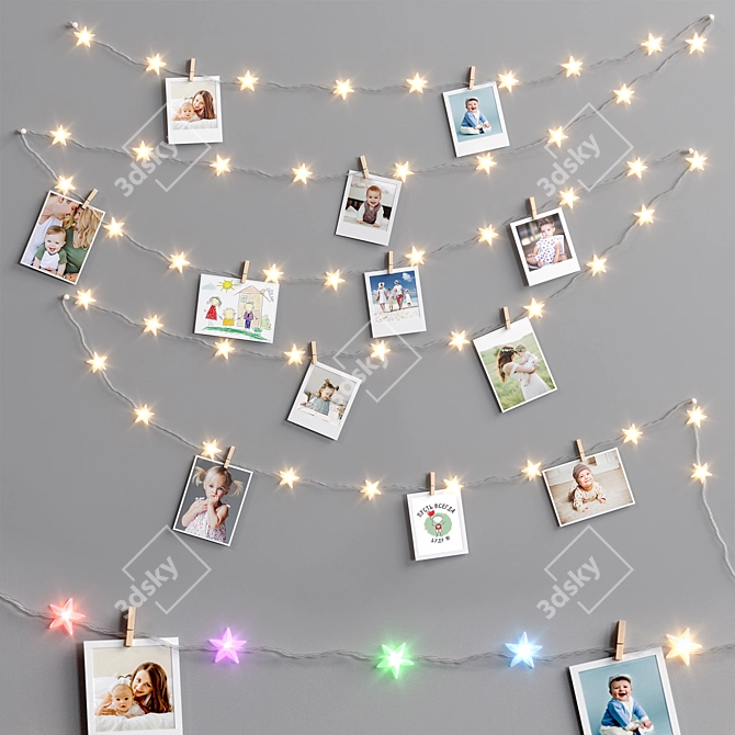 Star Garland Wall Decor 3D model image 3