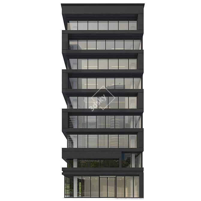 Accurate Modern Office Building Model 3D model image 2