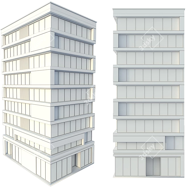 Accurate Modern Office Building Model 3D model image 5