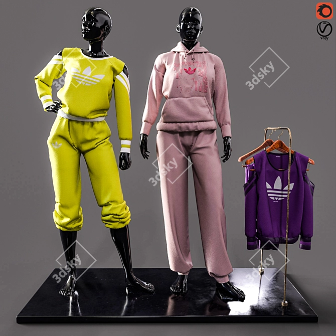 Sportswear Duo Mannequins 3D model image 1