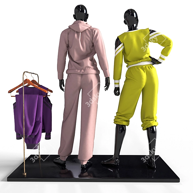 Sportswear Duo Mannequins 3D model image 9