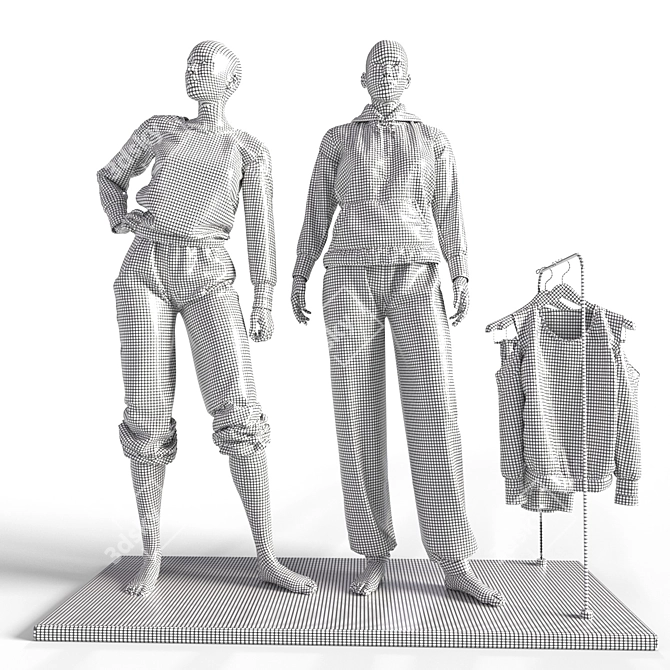 Sportswear Duo Mannequins 3D model image 11