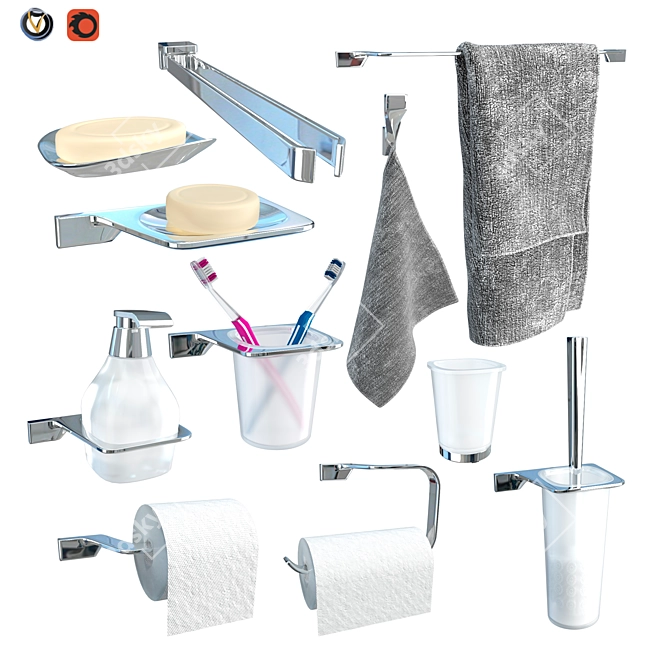 Elegant Colombo Design Bathroom Accessories 3D model image 1