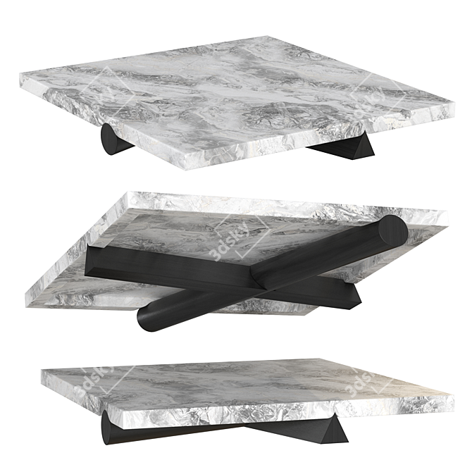 Marble Wood Geo Coffee Table 3D model image 1