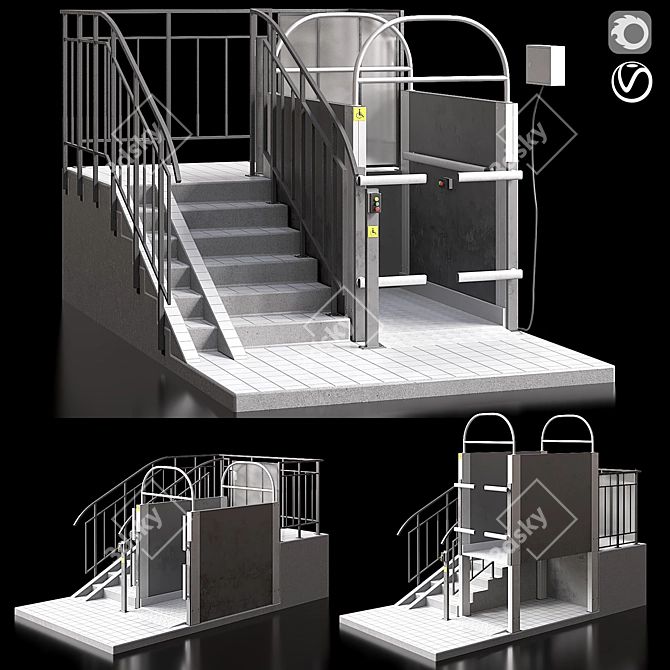 Motorized Disabled Lift Platform 3D model image 1