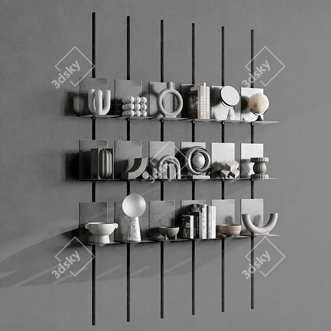 Modern Metal Decorative Book Rack 3D model image 3