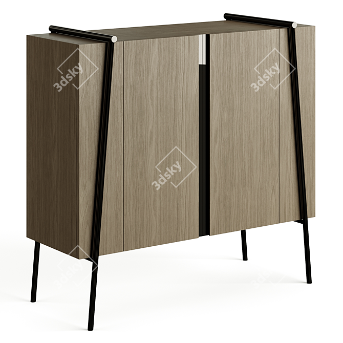 Premium Wood Cupboard with PBR 3D model image 2