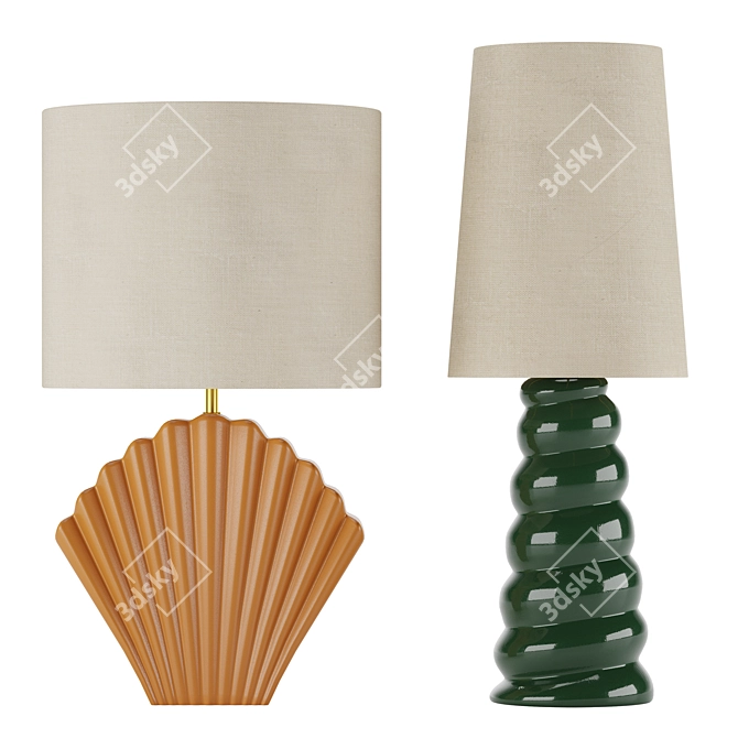 Gianna Green Ceramic Table Lamp 3D model image 1