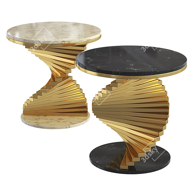 Modern Black Gold Marble Side Table 3D model image 1