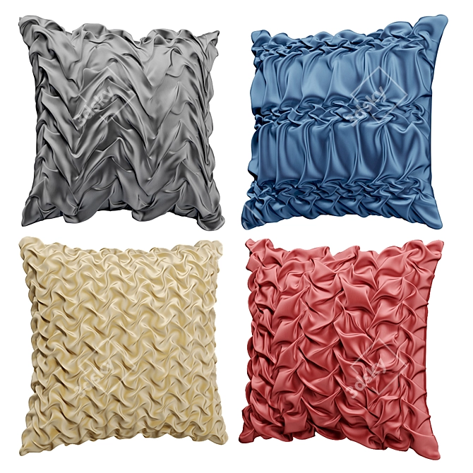 Title: Embossed Pattern Decorative Throw Pillow 3D model image 16