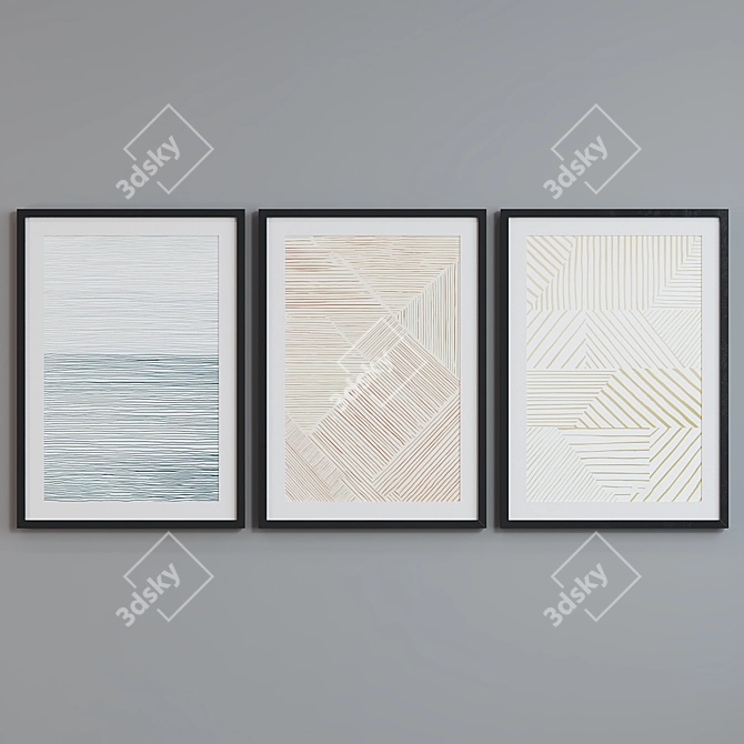 Modern Abstract Picture Frame Set 3D model image 2