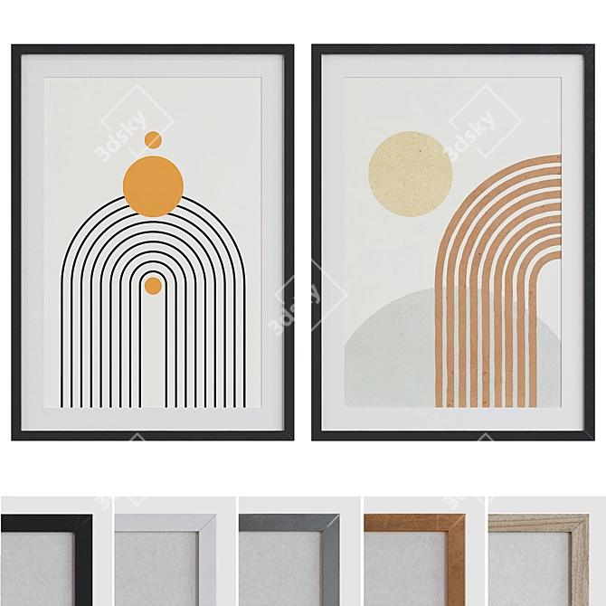 Abstract Modern Picture Frame Set 3D model image 1