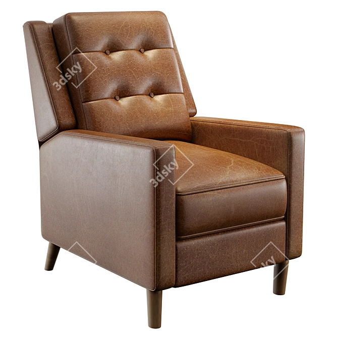 Mid-Century Leather Recliner - Camel 3D model image 1