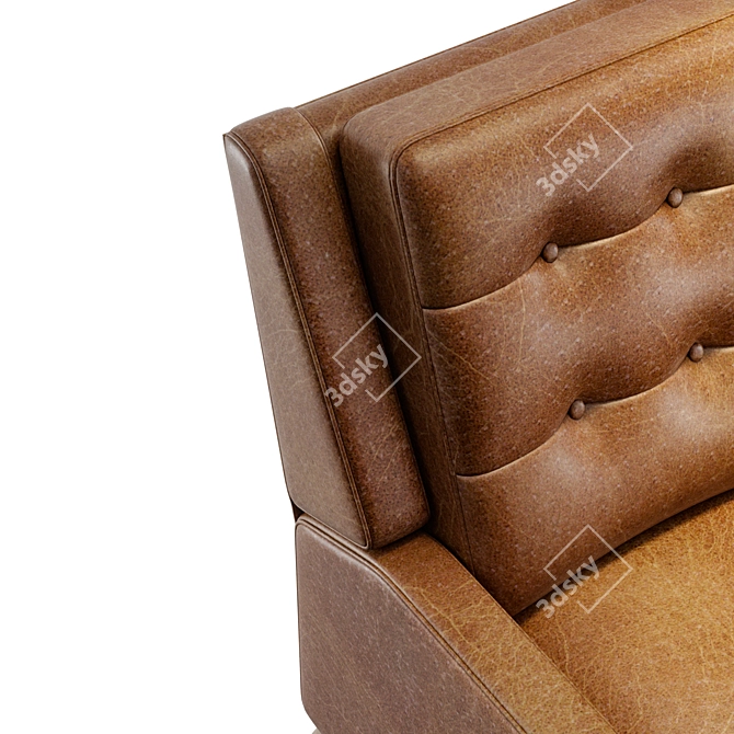 Mid-Century Leather Recliner - Camel 3D model image 2