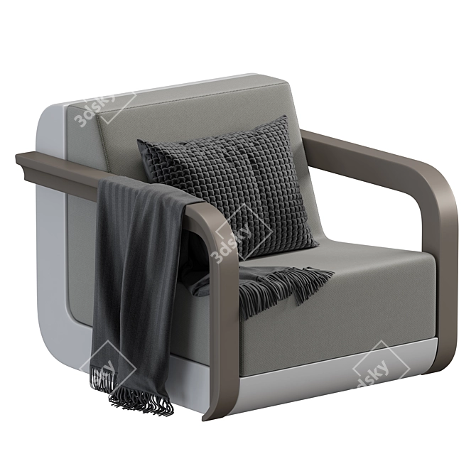 Elegant Plust and Fabric Armchair 3D model image 2