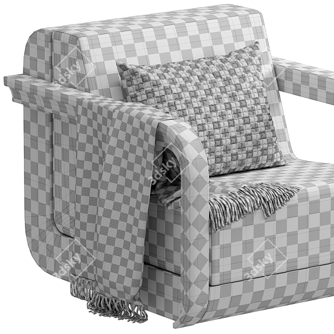 Elegant Plust and Fabric Armchair 3D model image 6