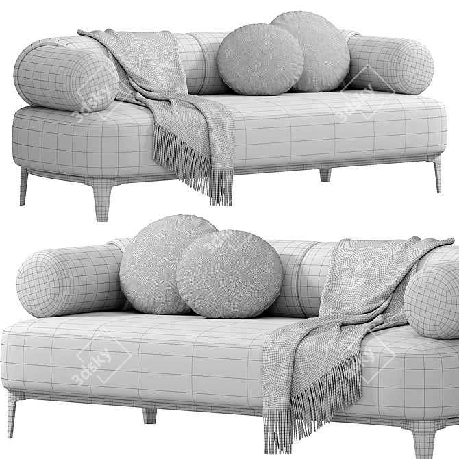 Boucle Upholstered Contemporary Sofa 3D model image 4