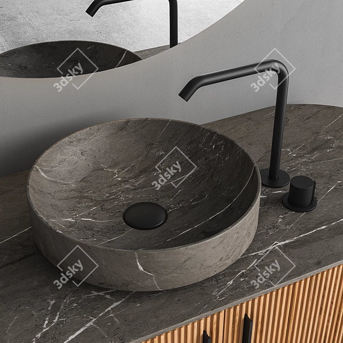 Inbani Grate Round Vanity Unit 3D model image 2