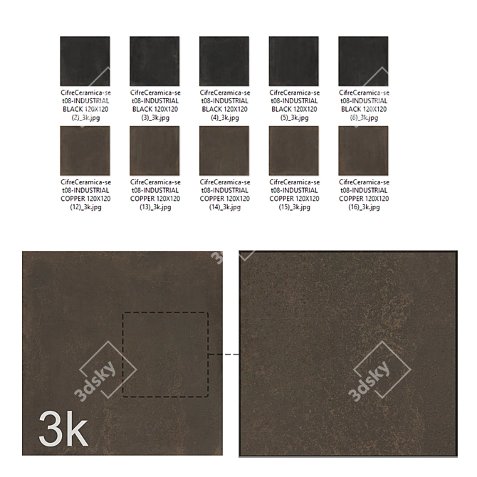 Metal & Copper Tile Textures Kit 3D model image 3