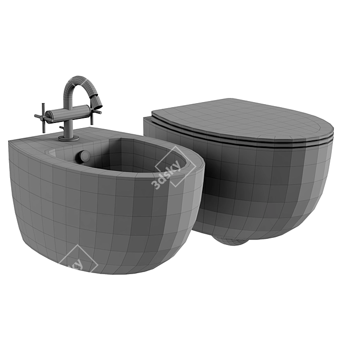 Modern Simas Bormio Wall-Mounted Toilet 3D model image 2