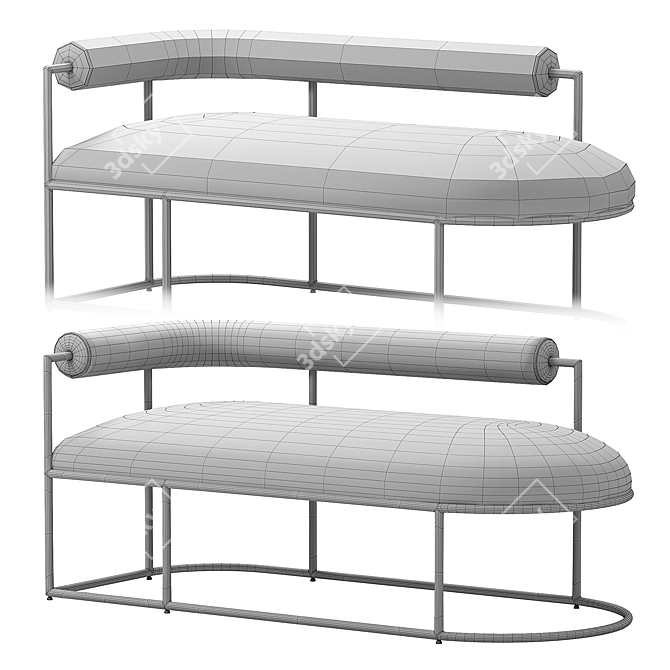 Mid-Century Style Chaise Lounger 3D model image 5