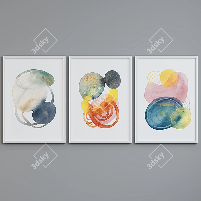 Modern Abstract Picture Frame Set 3D model image 2